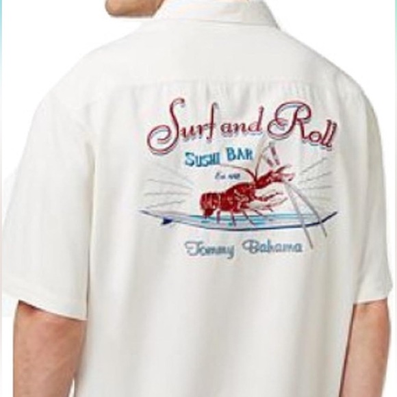 Tommy Bahama Rayon Silk Embroidered Short Sleeve Shirt - Picture 3 of 6